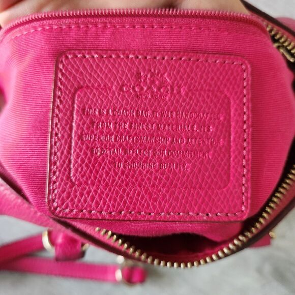 Coach New York Cross Grain Leather Baby Bennett Satchel Solid Pink Sling Strap - Picture 13 of 16
